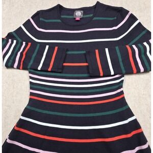 Vince‎ Camuto Sweater Dress  Knee Length A-line Stripe Rainbow Stretch XS